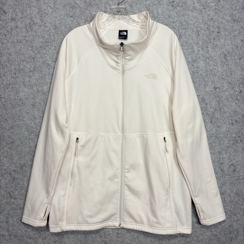 The North Face Women's 2X Ivory Fleece Full Zip Jacket Thumbholes Plus